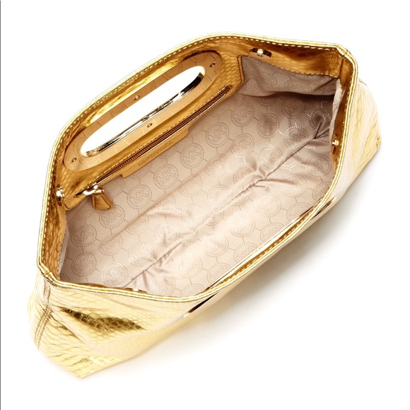 Michael Kors Berkley Metallic Python-Embossed Clutch Bag - Picture 5 of 5